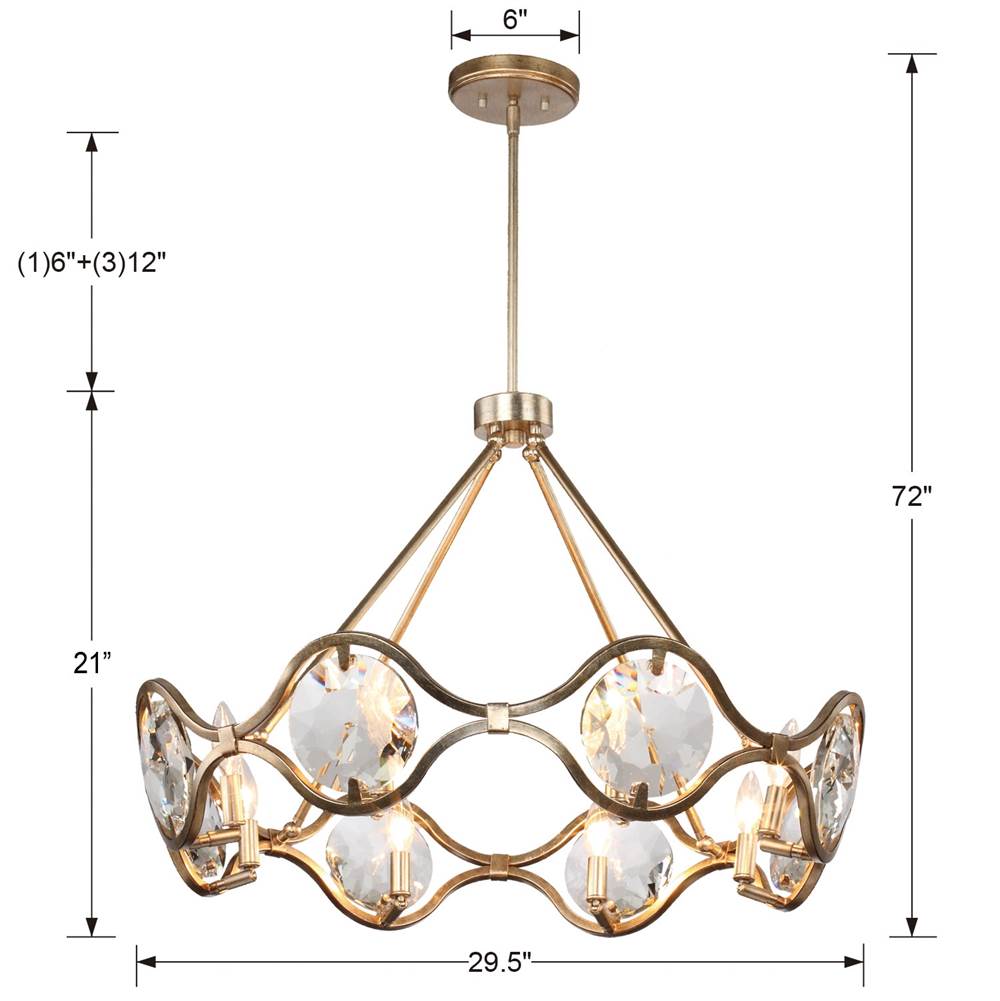 Crystorama QUI-7628-DT Distressed Twilight Quincy 8 Light Distressed Twilight Chandelier Image 2