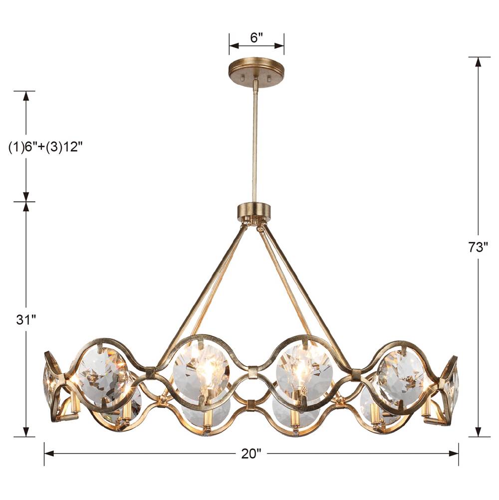 Crystorama Quincy 10 Light Distressed Twilight Chandelier