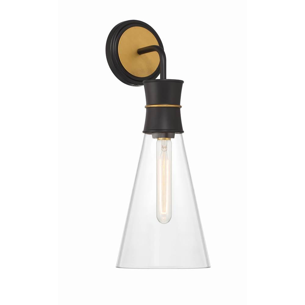 Crystorama QUN-1501-MK-TG Matte Black,Textured Gold Quinn 1 Light Matte Black Plus Textured Gold Sconce Image 6