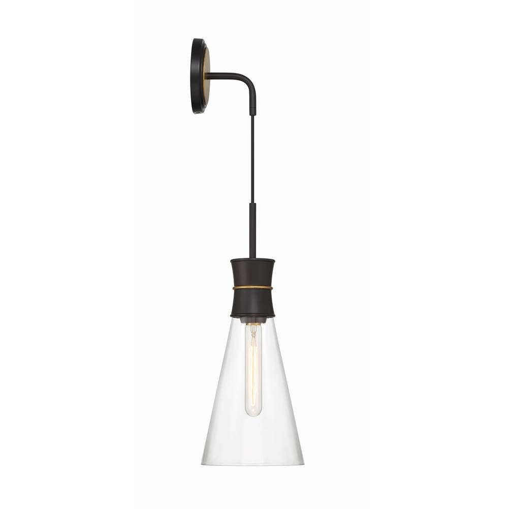 Crystorama QUN-1501-MK-TG Matte Black,Textured Gold Quinn 1 Light Matte Black Plus Textured Gold Sconce Image 4