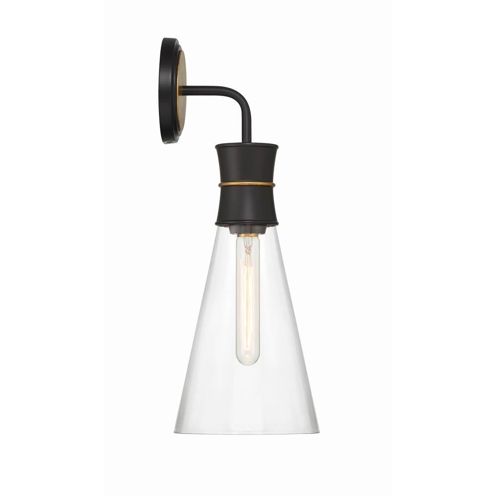 Crystorama QUN-1501-MK-TG Matte Black,Textured Gold Quinn 1 Light Matte Black Plus Textured Gold Sconce Image 3