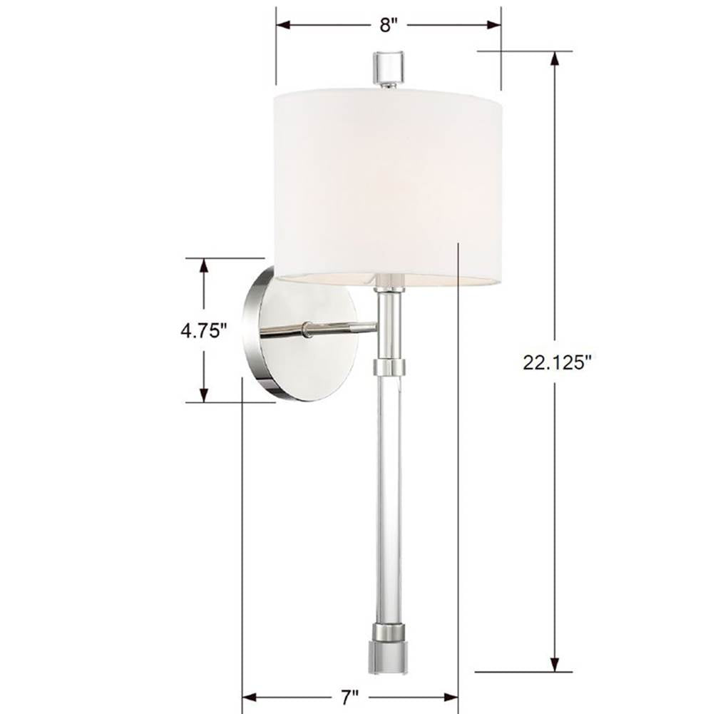 Crystorama RAC-A3501-PN Polished Nickel Rachel 1 Light Polished Nickel Wall Sconce Image 2