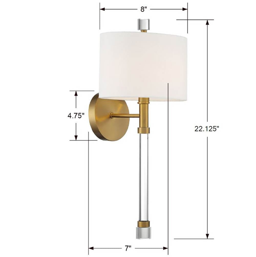Crystorama RAC-A3501-VG Vibrant Gold Rachel 1 Light Vibrant Gold Wall Sconce Image 2