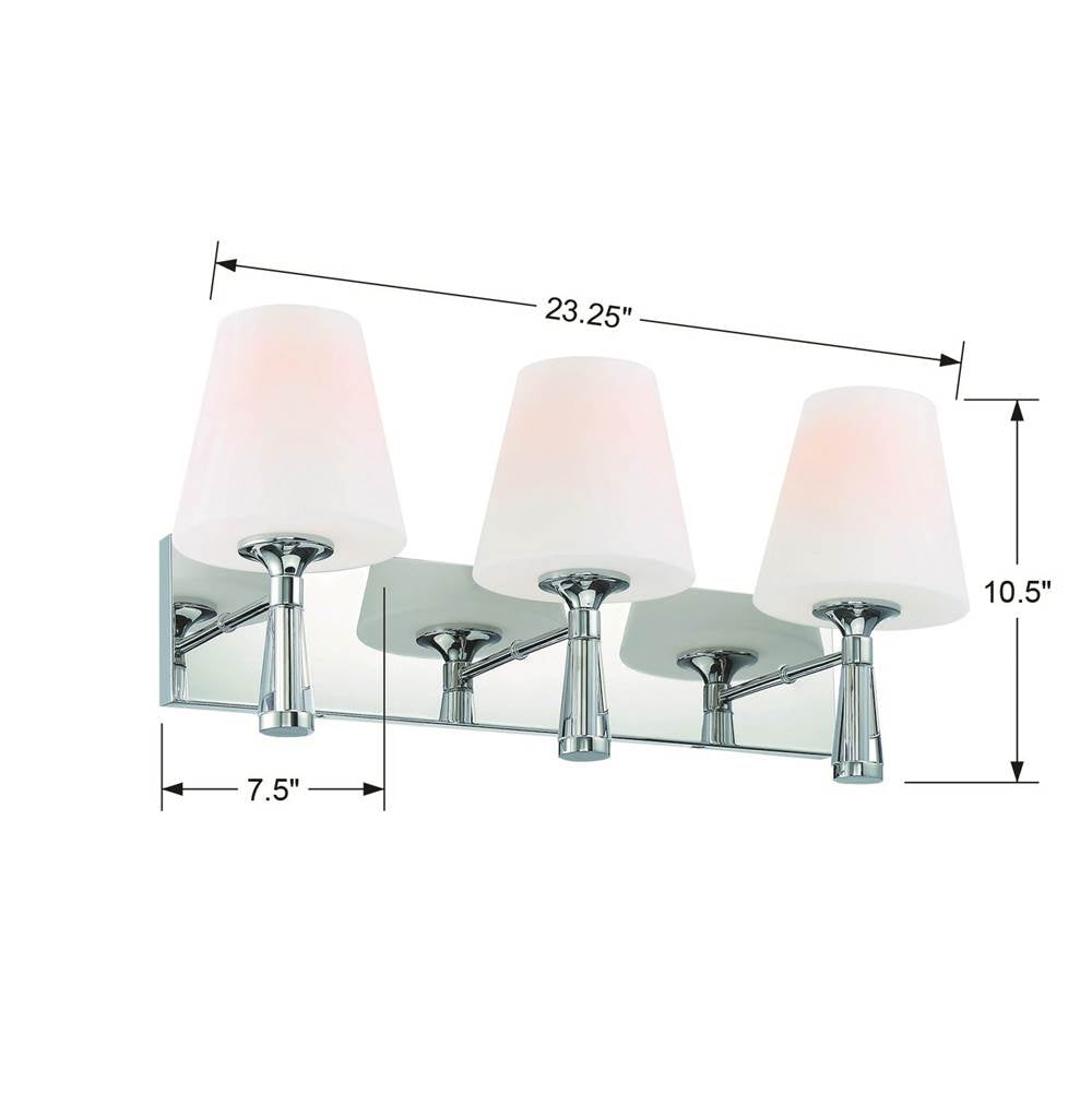 Crystorama RAM-A3403-PN Polished Nickel Ramsey 3 Light Polished Nickel Bathroom Vanity Image 2