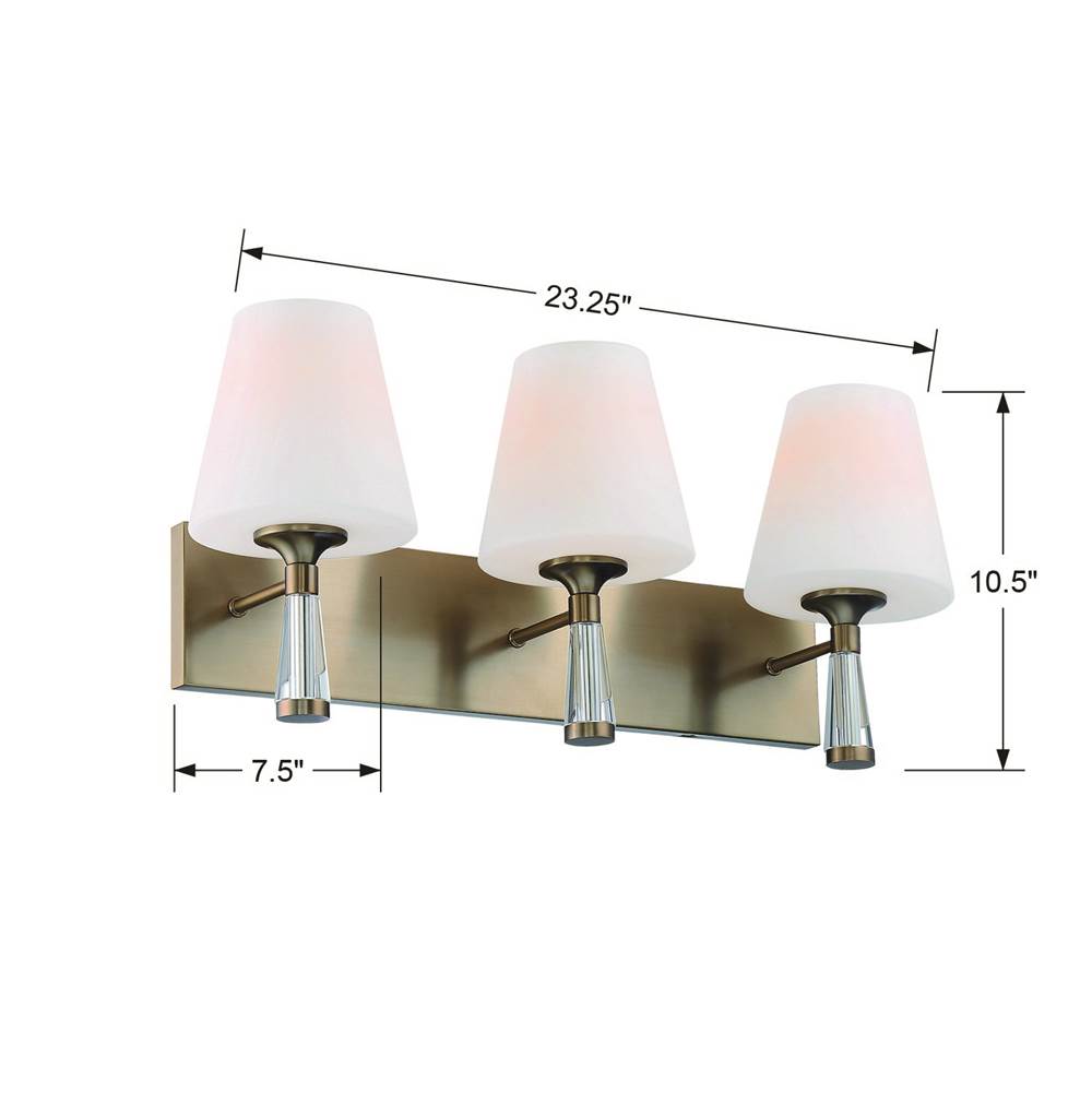Crystorama RAM-A3403-VG Vibrant Gold Ramsey 3 Light Vibrant Gold Bathroom Vanity Image 2