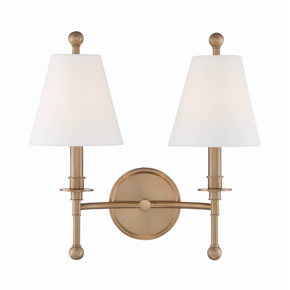 Crystorama Riverdale 2 Light Aged Brass Wall Mount