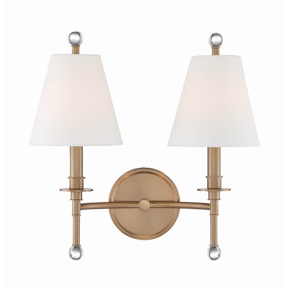 Crystorama RIV-383-AG Aged Brass Riverdale 2 Light Aged Brass Wall Mount Image 4
