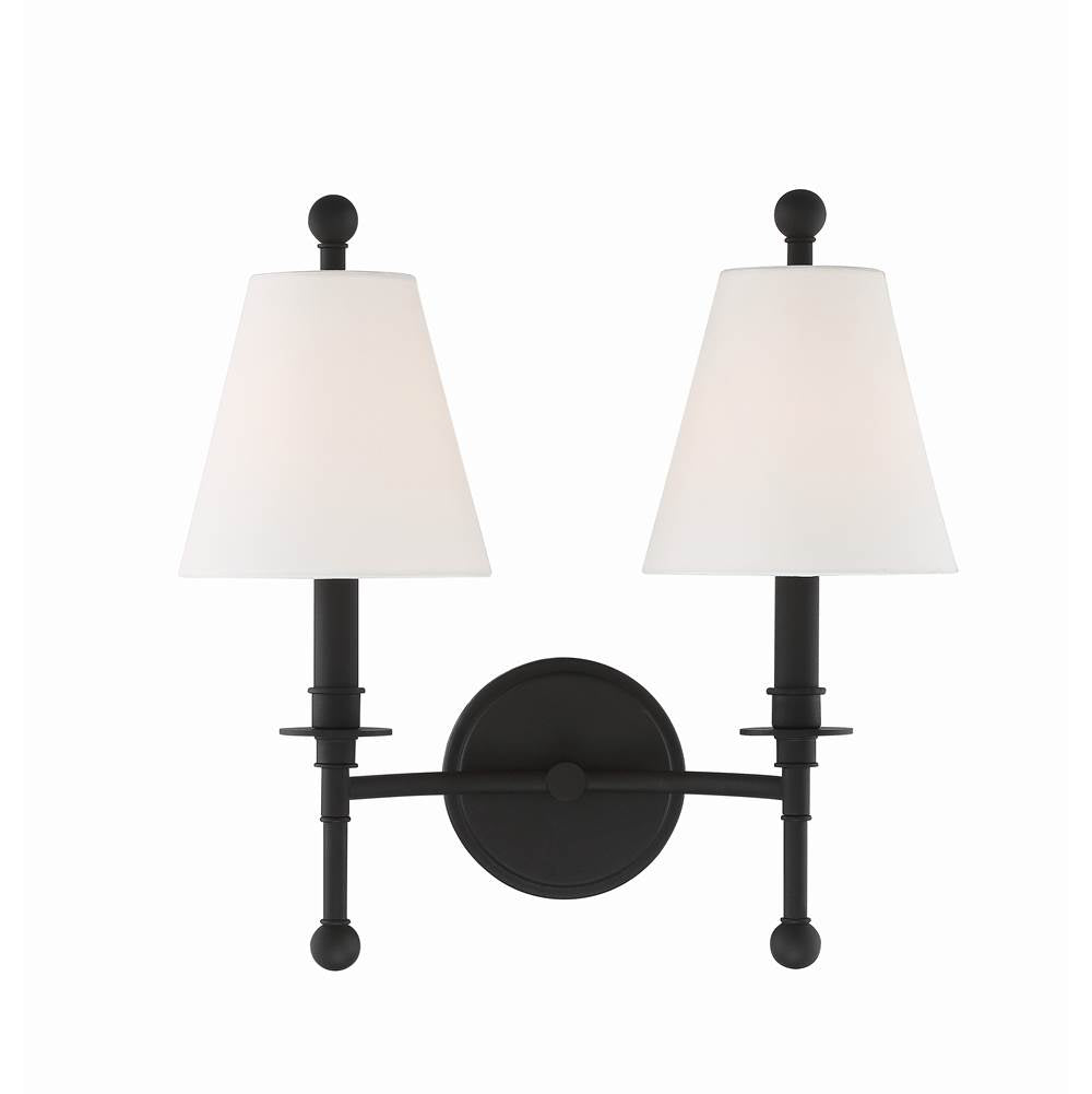 Crystorama Riverdale 2 Light Aged Brass Wall Mount