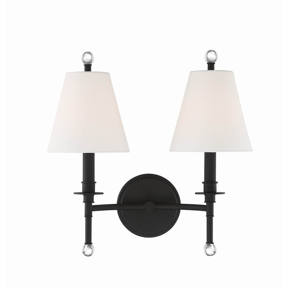 Crystorama RIV-383-BF Black Forged Riverdale 2 Light Black Forged Wall Mount Image 4