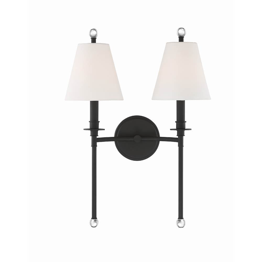 Crystorama RIV-383-BF Black Forged Riverdale 2 Light Black Forged Wall Mount Image 3