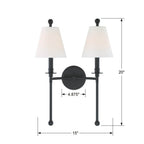 Crystorama RIV-383-BF Black Forged Riverdale 2 Light Black Forged Wall Mount Image 2