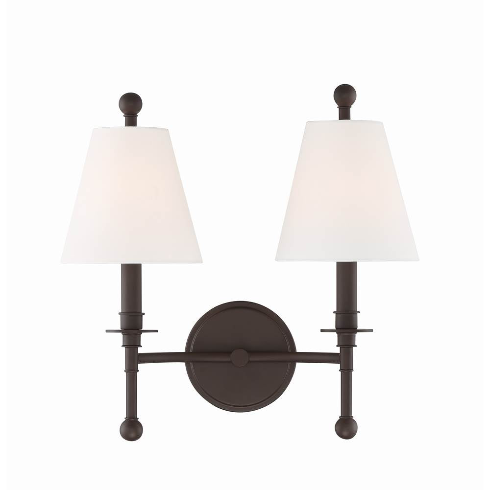 Crystorama Riverdale 2 Light Aged Brass Wall Mount