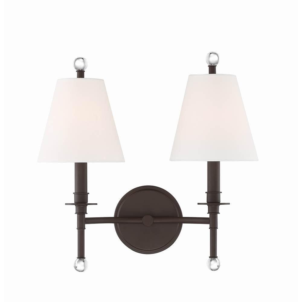 Crystorama RIV-383-DB Dark Bronze Riverdale 2 Light Dark Bronze Wall Mount Image 4