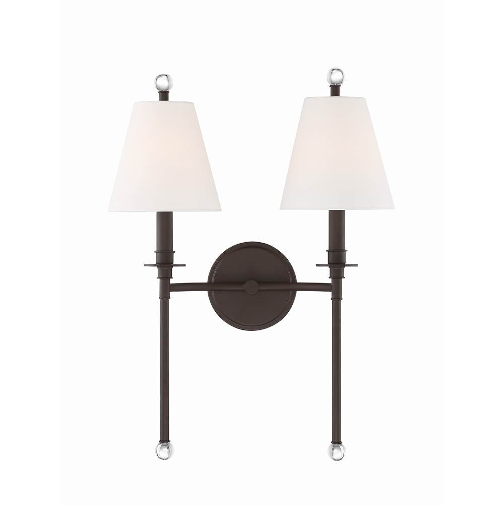 Crystorama RIV-383-DB Dark Bronze Riverdale 2 Light Dark Bronze Wall Mount Image 3