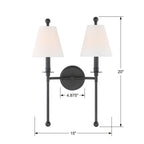 Crystorama RIV-383-DB Dark Bronze Riverdale 2 Light Dark Bronze Wall Mount Image 2