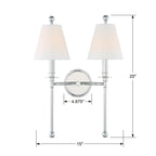 Crystorama RIV-383-PN Polished Nickel Riverdale 2 Light Polished Nickel Wall Mount Image 2