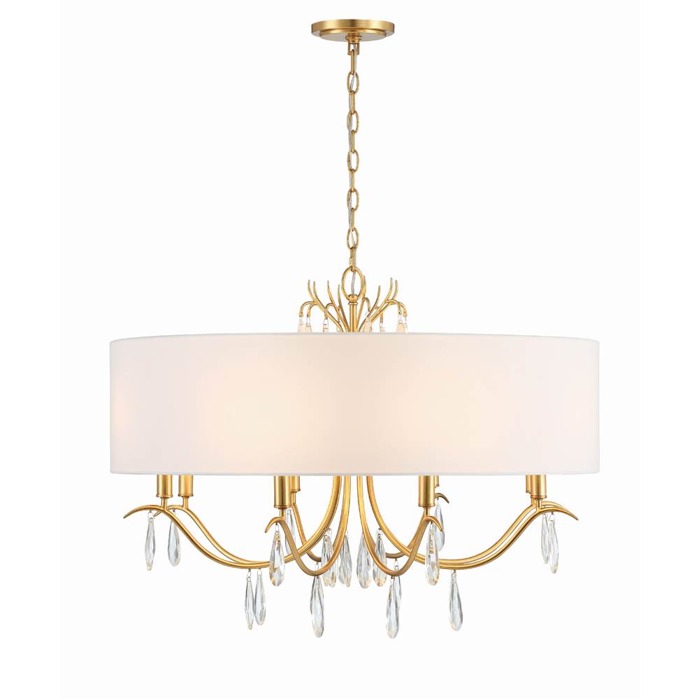 Crystorama ROL-18808-GA Antique Gold Rollins 8 Light Antique Gold Chandelier Image 1