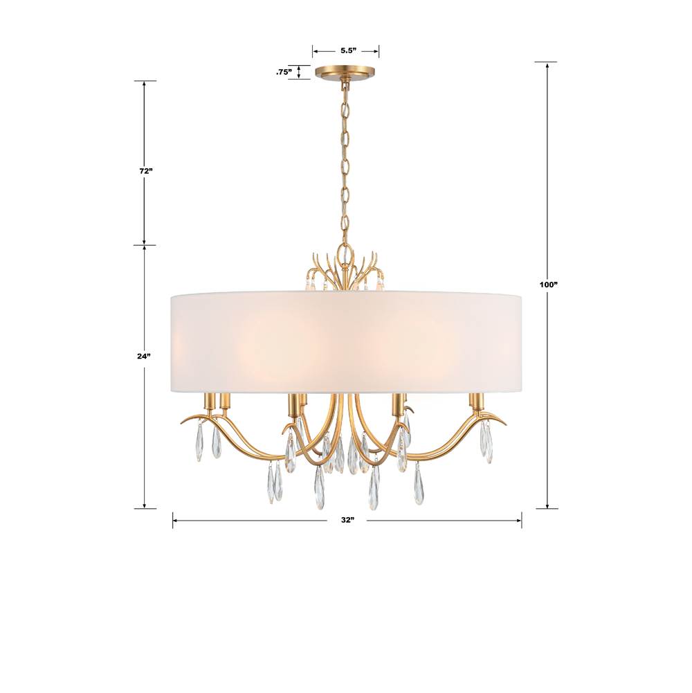 Crystorama ROL-18808-GA Antique Gold Rollins 8 Light Antique Gold Chandelier Image 2