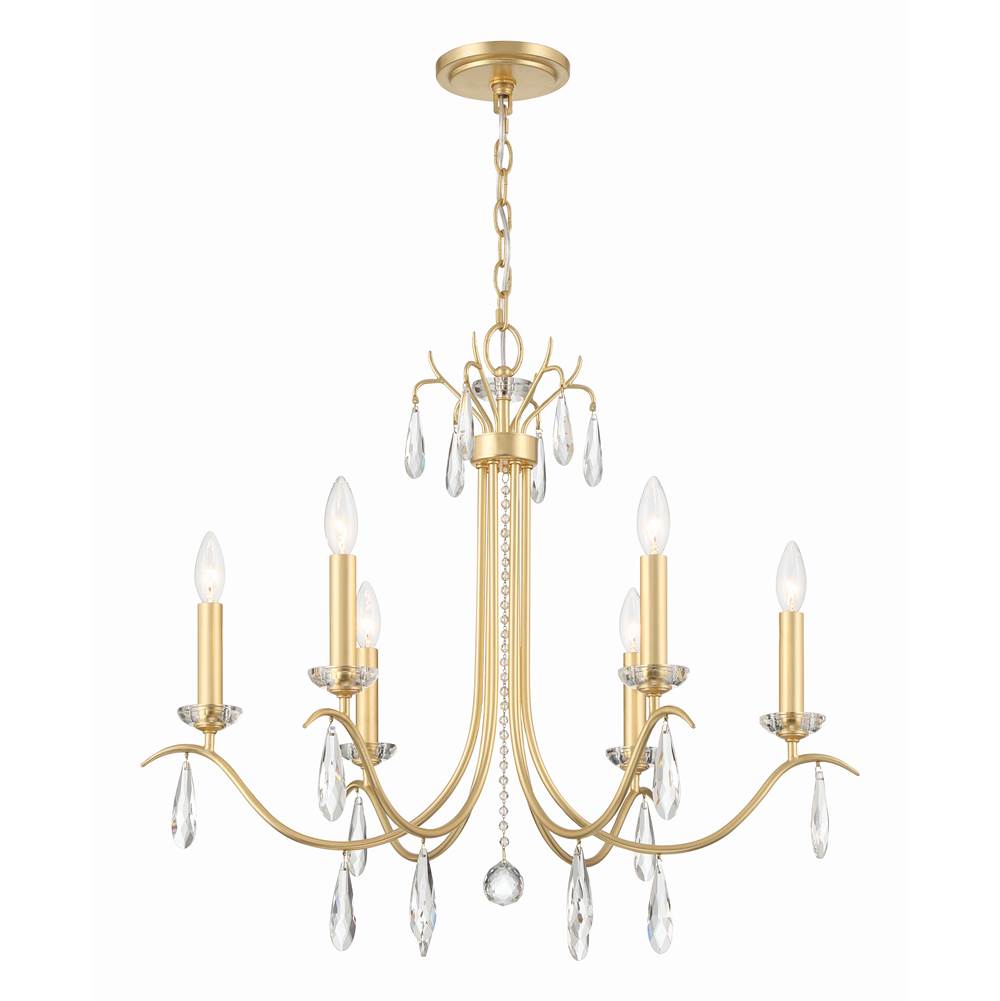 Crystorama ROL-18816-GA Antique Gold Rollins 6 Light Antique Gold Chandelier Image 1