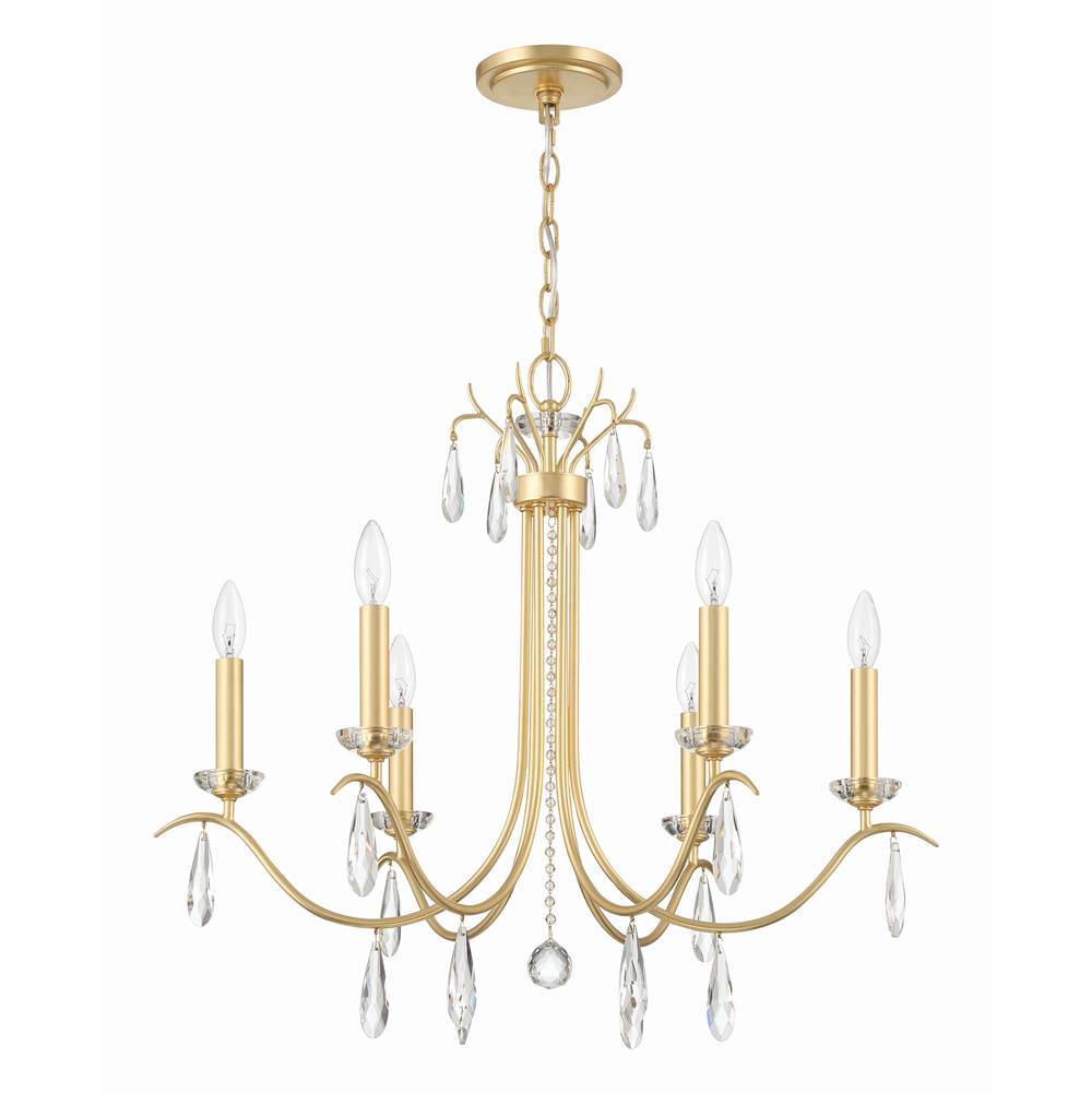 Crystorama Rollins 6 Light Antique Gold Chandelier