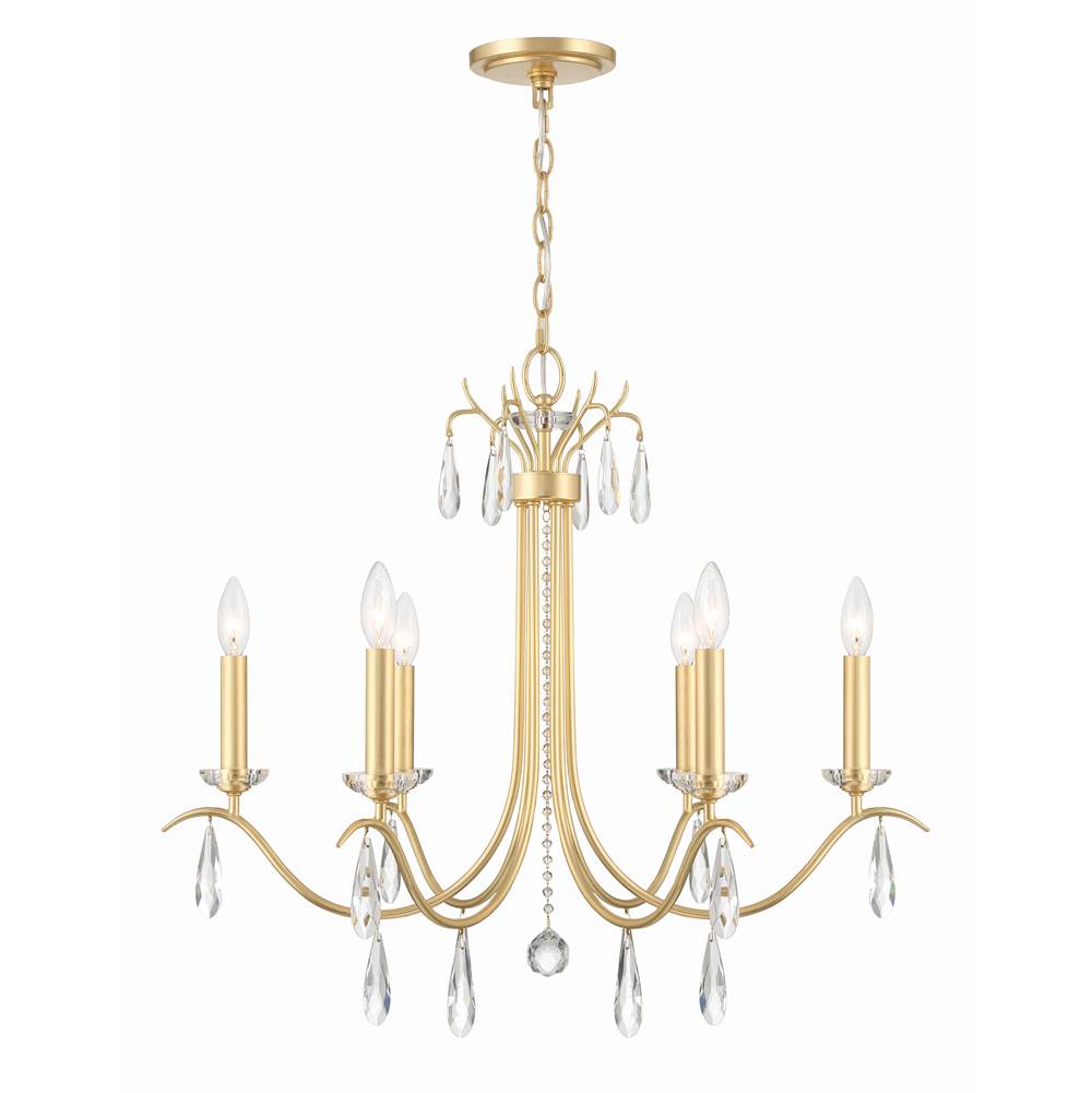 Crystorama ROL-18816-GA Antique Gold Rollins 6 Light Antique Gold Chandelier Image 3
