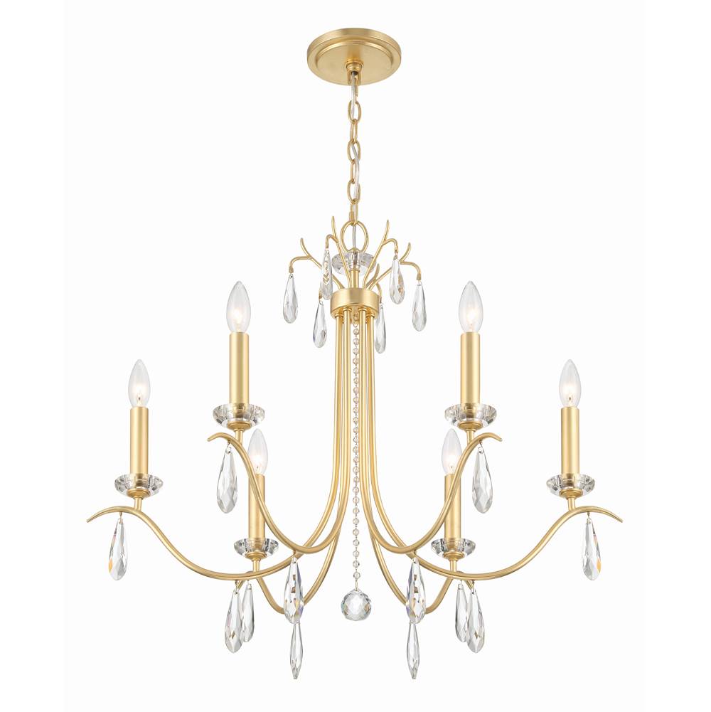 Crystorama ROL-18816-GA Antique Gold Rollins 6 Light Antique Gold Chandelier Image 2