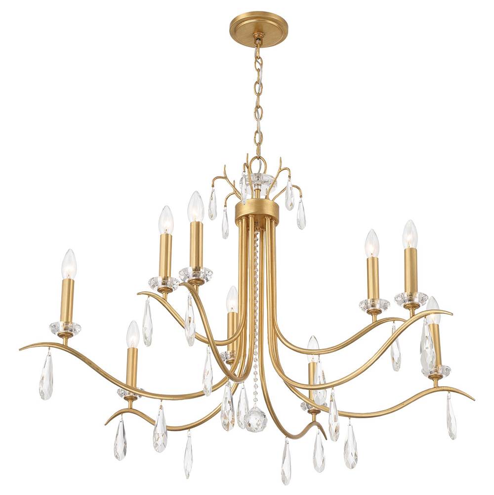 Crystorama ROL-18819-GA Antique Gold Rollins 9 Light Antique Gold Chandelier Image 6