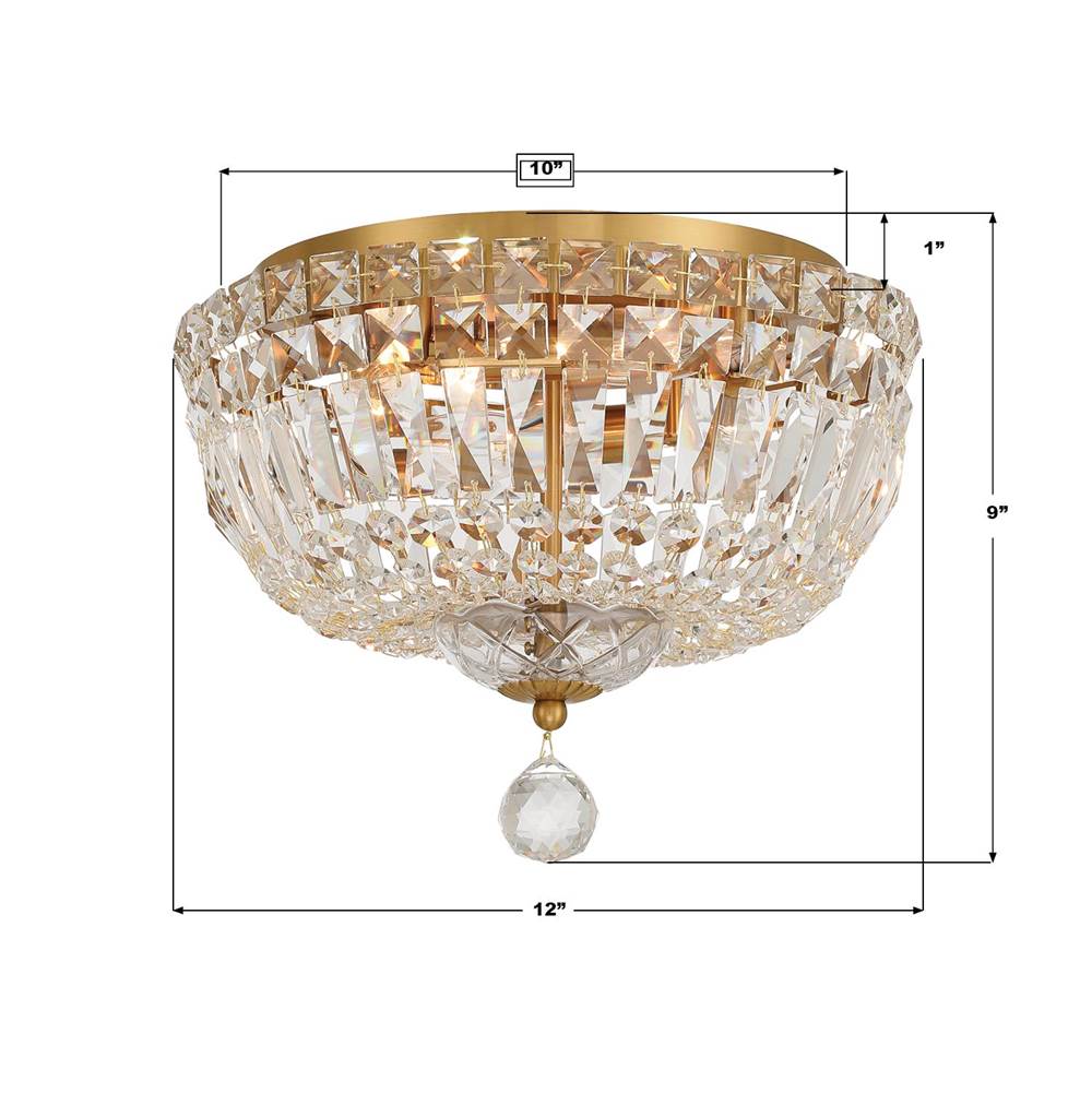 Crystorama ROS-A1004-AG-CL-MWP Aged Brass Roslyn 12'' Aged Brass Flush Mount Image 2