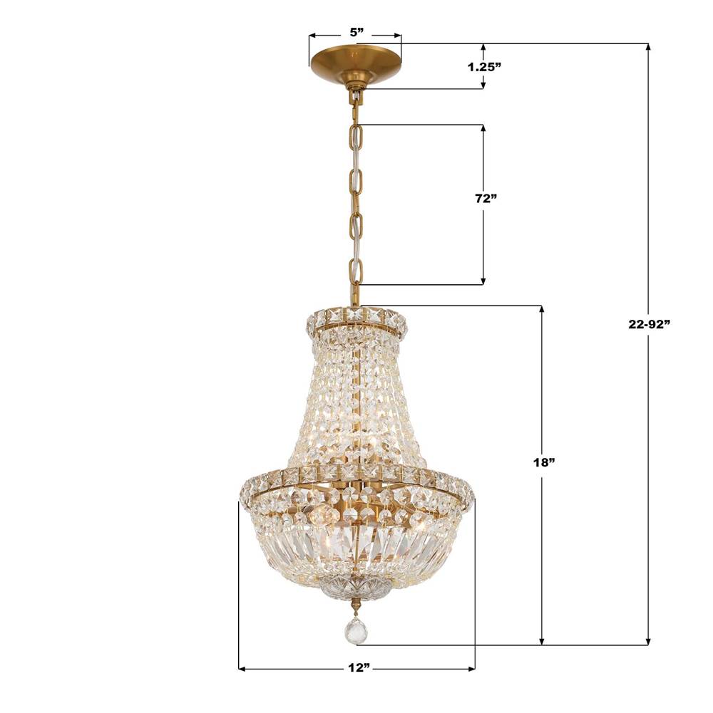 Crystorama ROS-A1006-AG-CL-MWP Aged Brass Roslyn 12'' Aged Brass Chandelier Image 2