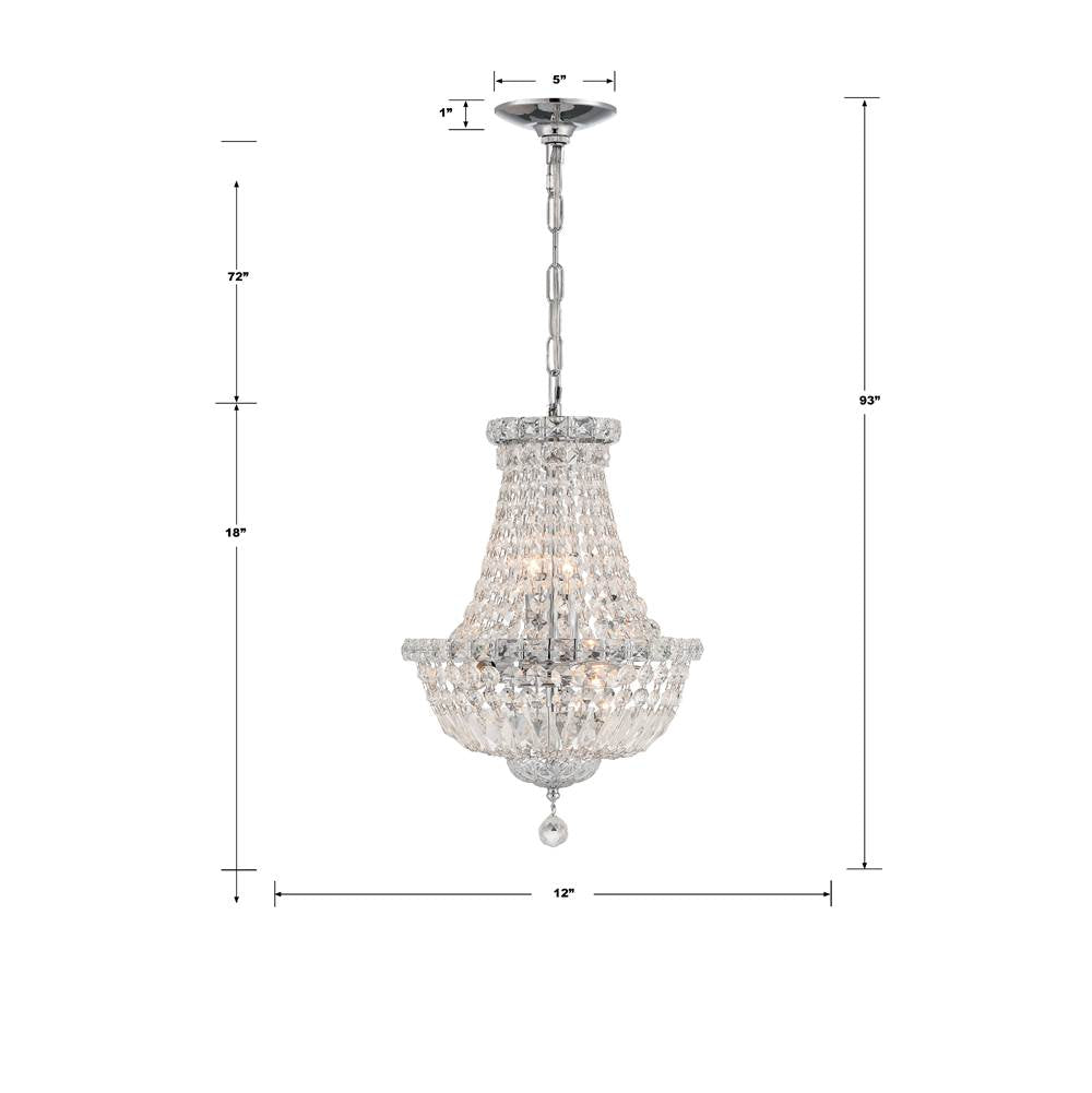 Crystorama ROS-A1006-CH-CL-MWP Polished Chrome Roslyn 5 Light Polished Chrome Mini Chandelier Image 2