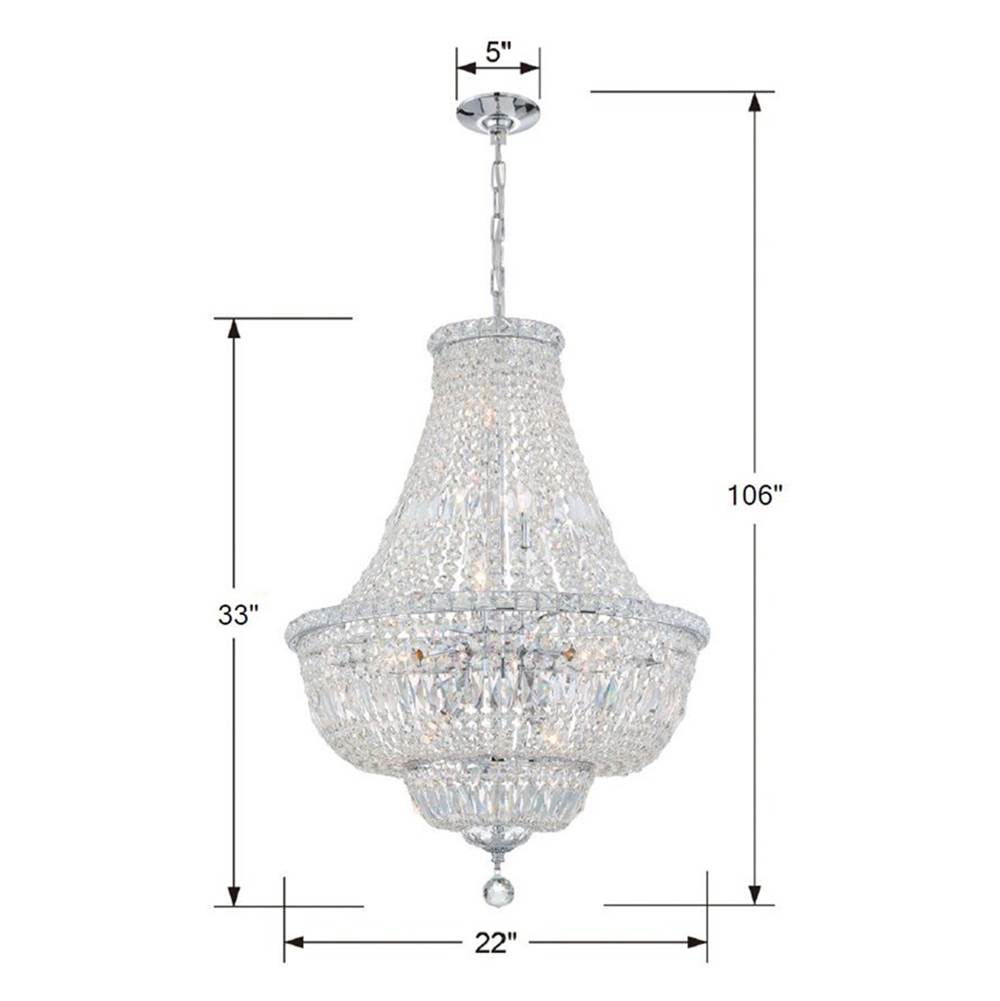 Crystorama ROS-A1009-CH-CL-MWP Polished Chrome Roslyn 9 Light Polished Chrome Chandelier Image 2