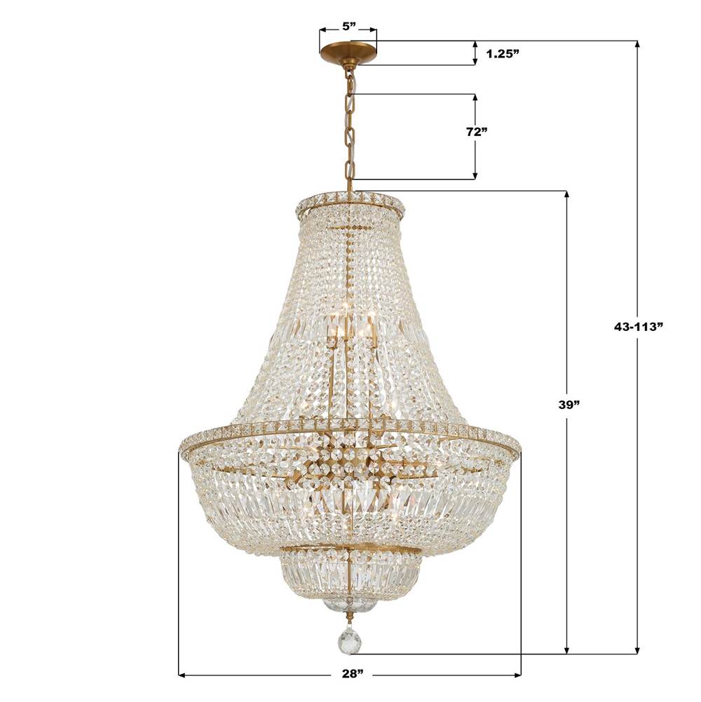 Crystorama ROS-A1015-AG-CL-MWP Aged Brass Roslyn 28'' Aged Brass Chandelier Image 2