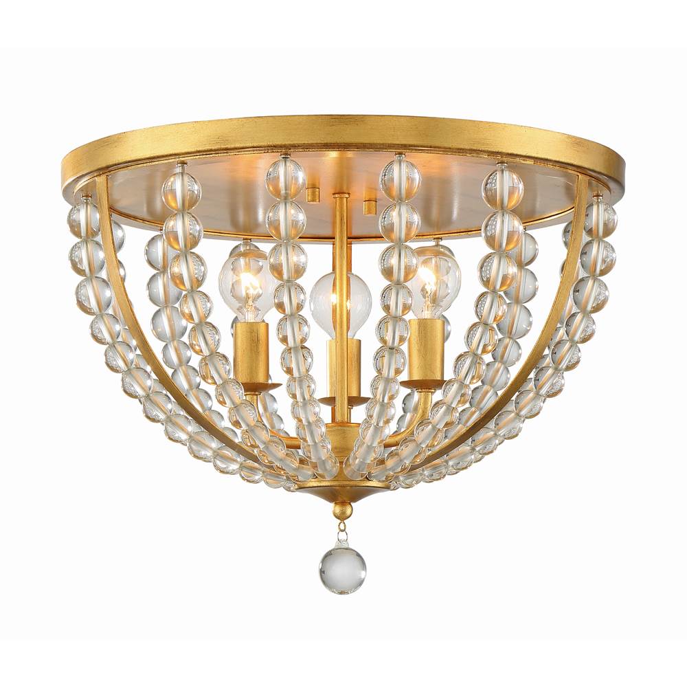 Crystorama ROX-A9000-GA Antique Gold Roxy 3 Light Antique Gold Ceiling Mount Image 1
