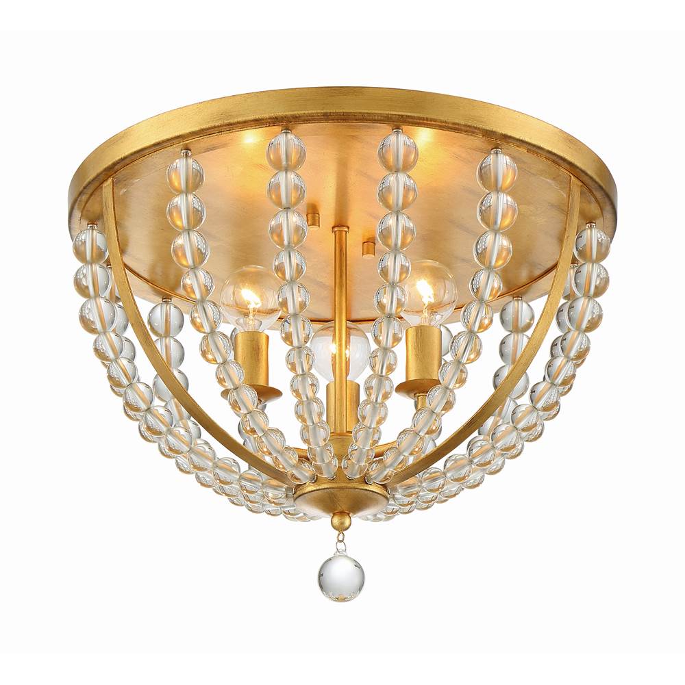 Crystorama Roxy 3 Light Antique Gold Ceiling Mount
