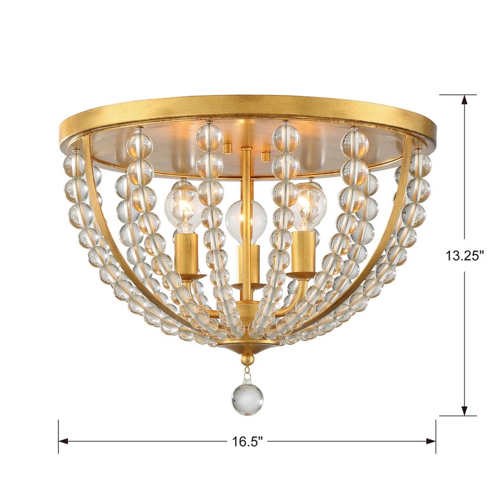Crystorama ROX-A9000-GA Antique Gold Roxy 3 Light Antique Gold Ceiling Mount Image 2