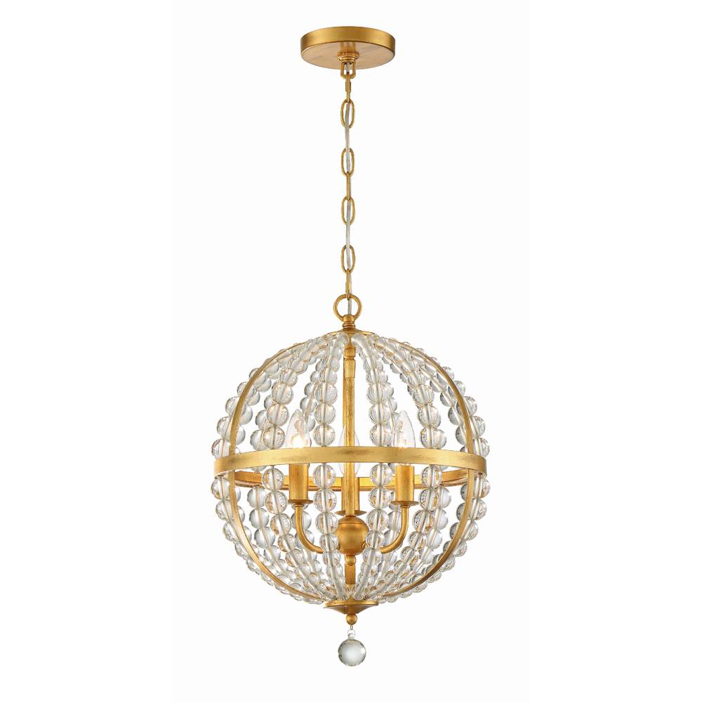 Crystorama ROX-A9003-GA Antique Gold Roxy 3 Light Antique Gold Chandelier Image 1
