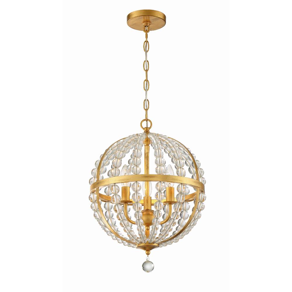 Crystorama Roxy 3 Light Antique Gold Chandelier
