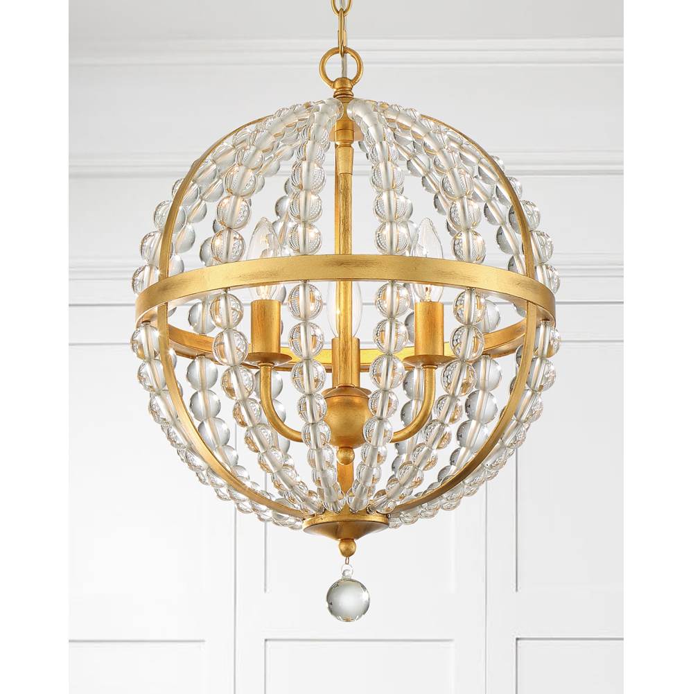 Crystorama ROX-A9003-GA Antique Gold Roxy 3 Light Antique Gold Chandelier Image 4