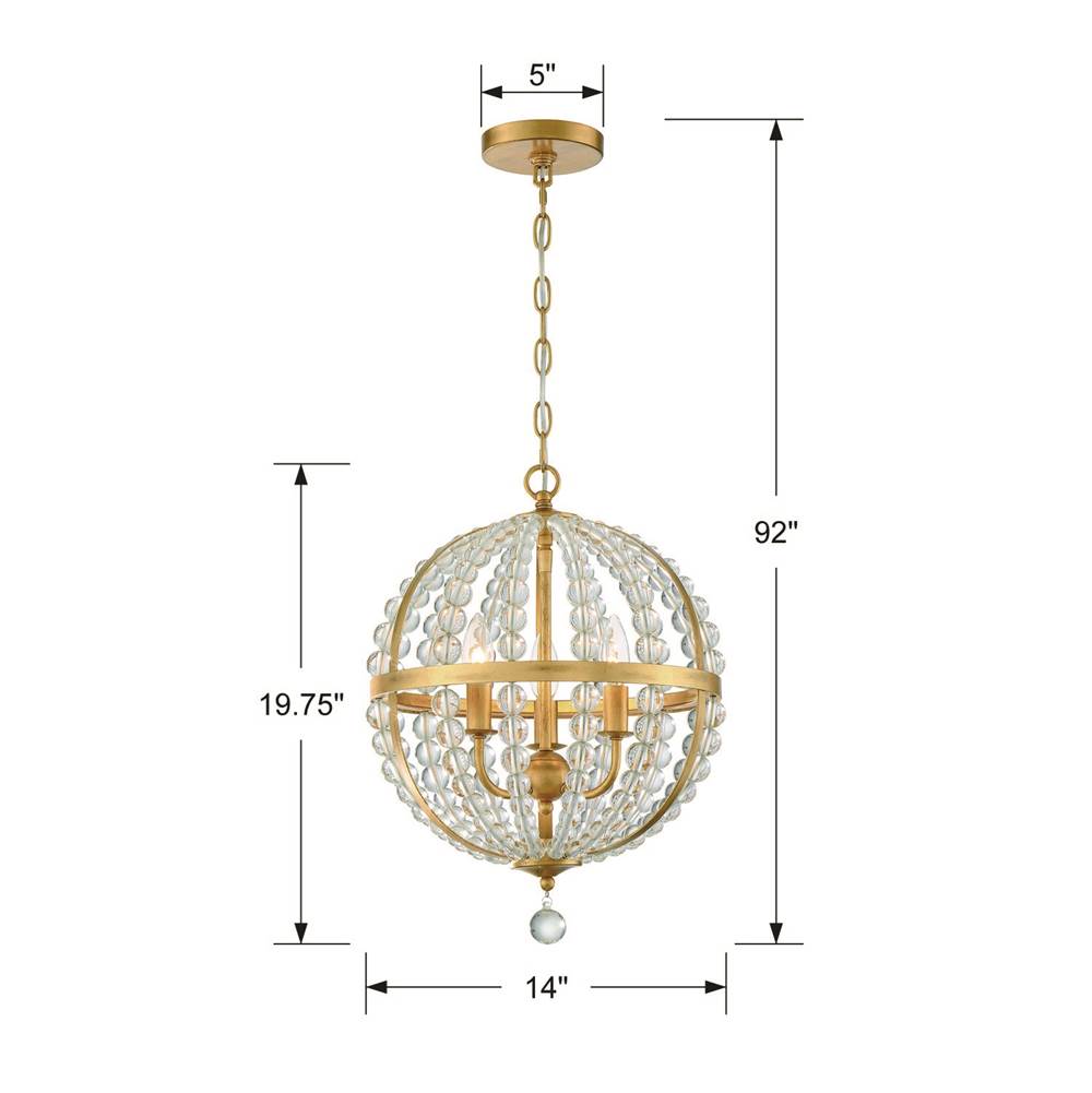 Crystorama ROX-A9003-GA Antique Gold Roxy 3 Light Antique Gold Chandelier Image 2