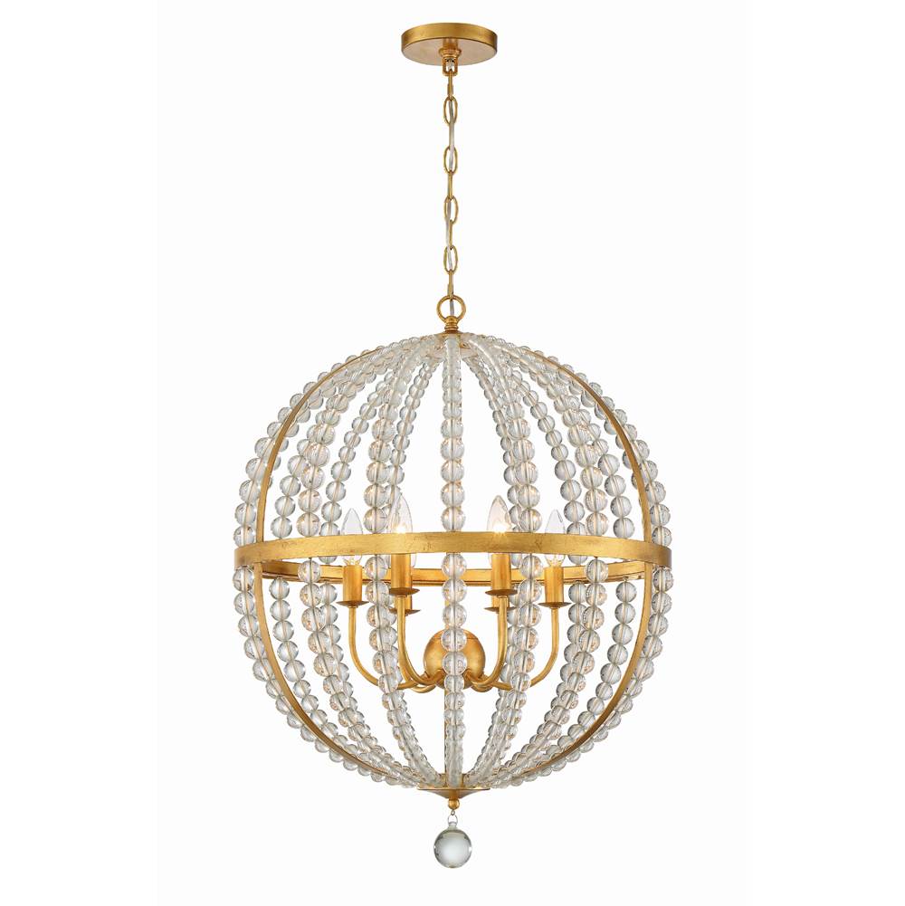 Crystorama ROX-A9006-GA Antique Gold Roxy 6 Light Antique Gold Chandelier Image 1