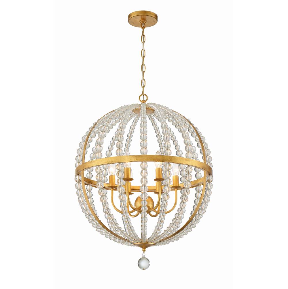 Crystorama Roxy 6 Light Antique Gold Chandelier