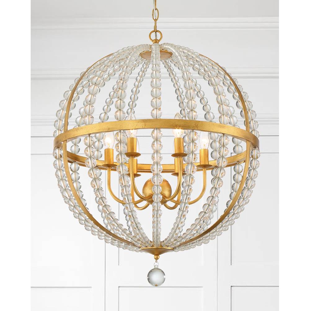 Crystorama ROX-A9006-GA Antique Gold Roxy 6 Light Antique Gold Chandelier Image 3