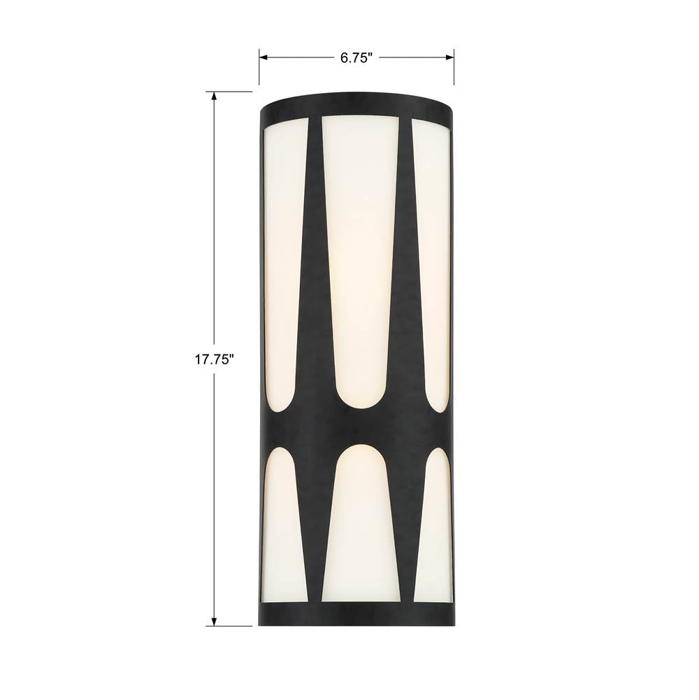 Crystorama ROY-802-BK Black Royston 2 Light Black Wall Mount Image 2