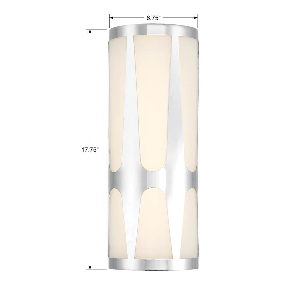Crystorama ROY-802-CH Polished Chrome Royston 2 Light Polished Chrome Sconce Image 3