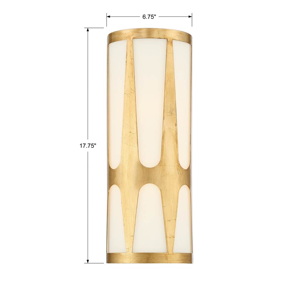Crystorama ROY-802-GA Antique Gold Royston 2 Light Antique Gold Wall Mount Image 2