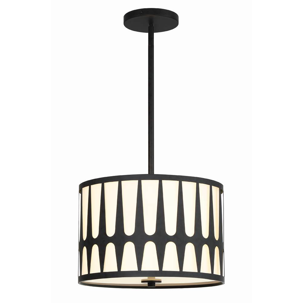 Crystorama ROY-803-BK Black Royston 3 Light Black Pendant Image 1
