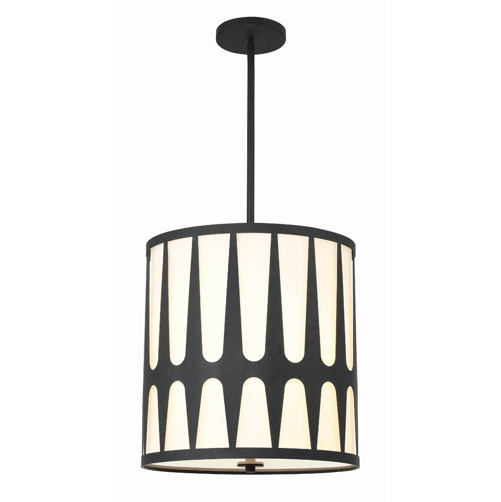 Crystorama ROY-805-BK Black Royston 4 Light Black Pendant Image 1