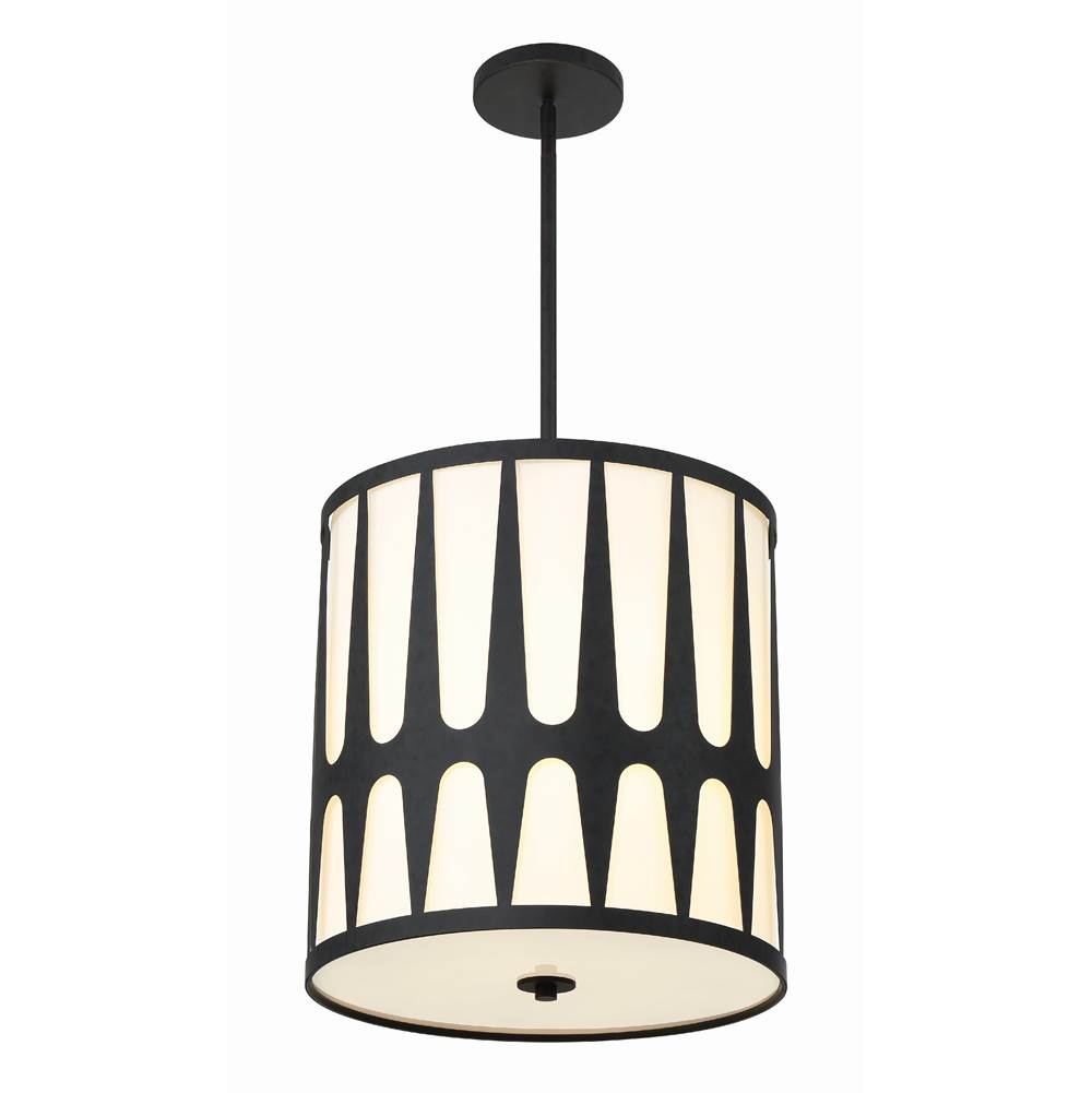 Crystorama Royston 4 Light Black Pendant
