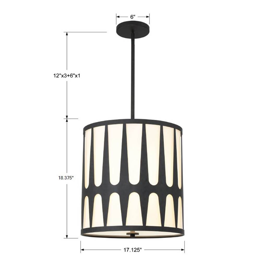 Crystorama ROY-805-BK Black Royston 4 Light Black Pendant Image 2