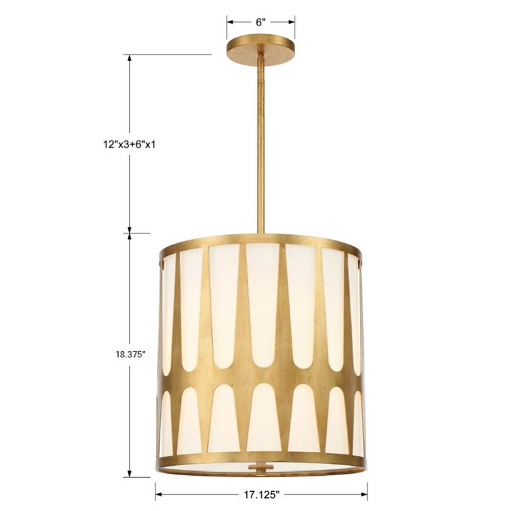 Crystorama ROY-805-GA Antique Gold Royston 4 Light Antique Gold Pendant Image 2